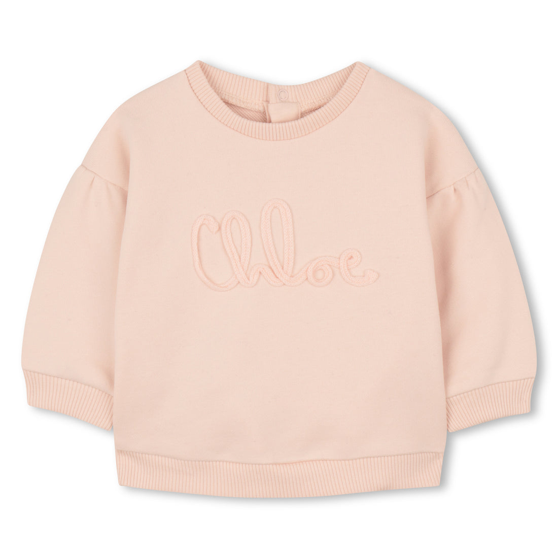 Baby Organic Cotton French Terry Sweatshirt With Script Appliqué, Blush Pink Chloe