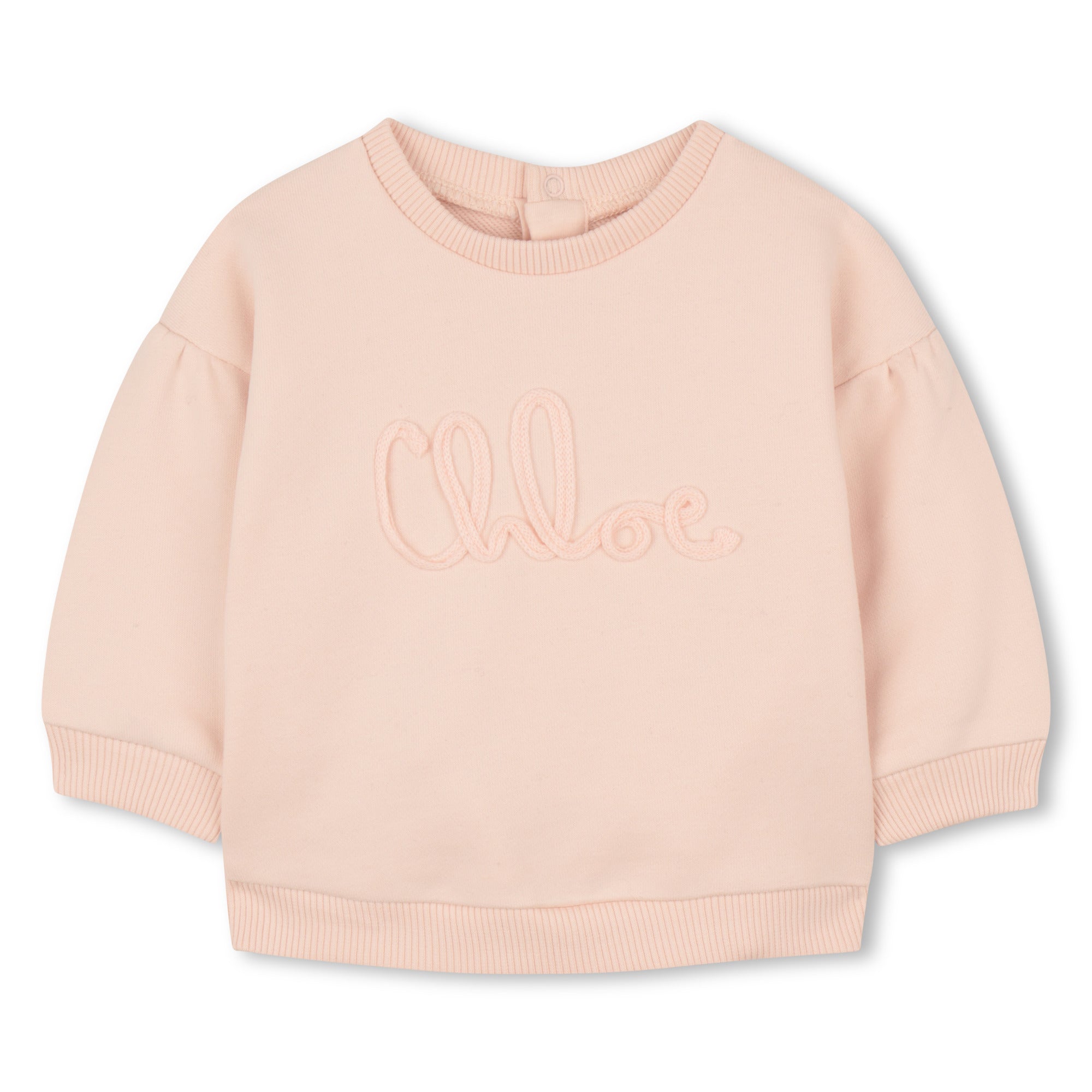 Baby Organic Cotton French Terry Sweatshirt With Script Appliqué, Blush Pink Chloe