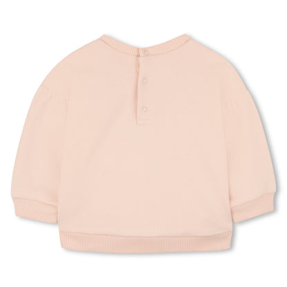 Baby Organic Cotton French Terry Sweatshirt With Script Appliqué, Blush Pink Chloe