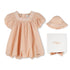 Baby Ceremony Dress And Hat Set, Organic Cotton Percale, Floral Embroidery, Puff Sleeves Chloe