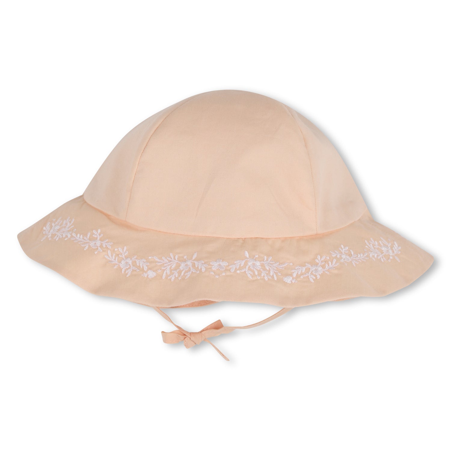 Baby Ceremony Dress And Hat Set, Organic Cotton Percale, Floral Embroidery, Puff Sleeves Chloe