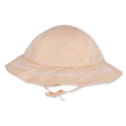 Baby Ceremony Dress And Hat Set, Organic Cotton Percale, Floral Embroidery, Puff Sleeves Chloe
