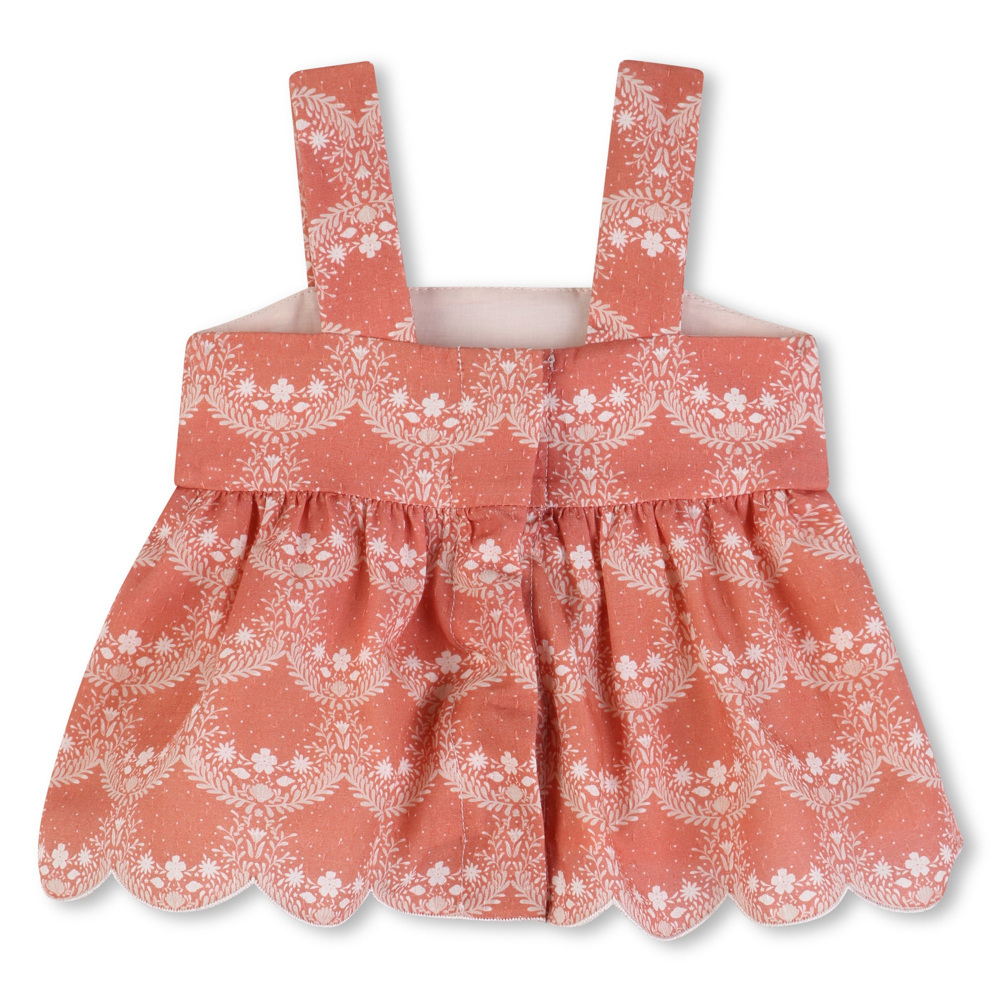 Baby Top And Bloomers Set, Organic Cotton Percale, Jacquard Dots, Heritage Scallops Print Chloe