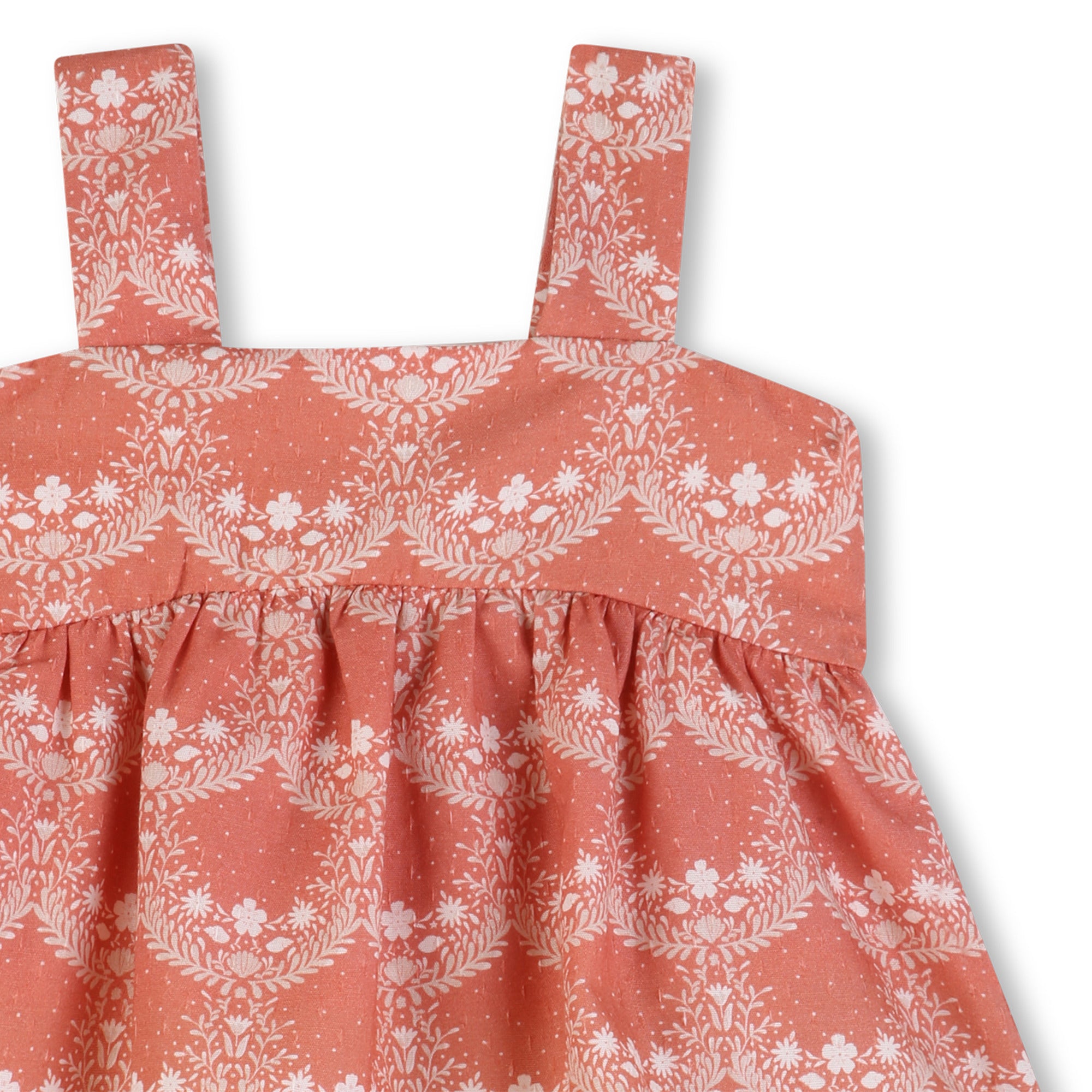 Baby Top And Bloomers Set, Organic Cotton Percale, Jacquard Dots, Heritage Scallops Print Chloe