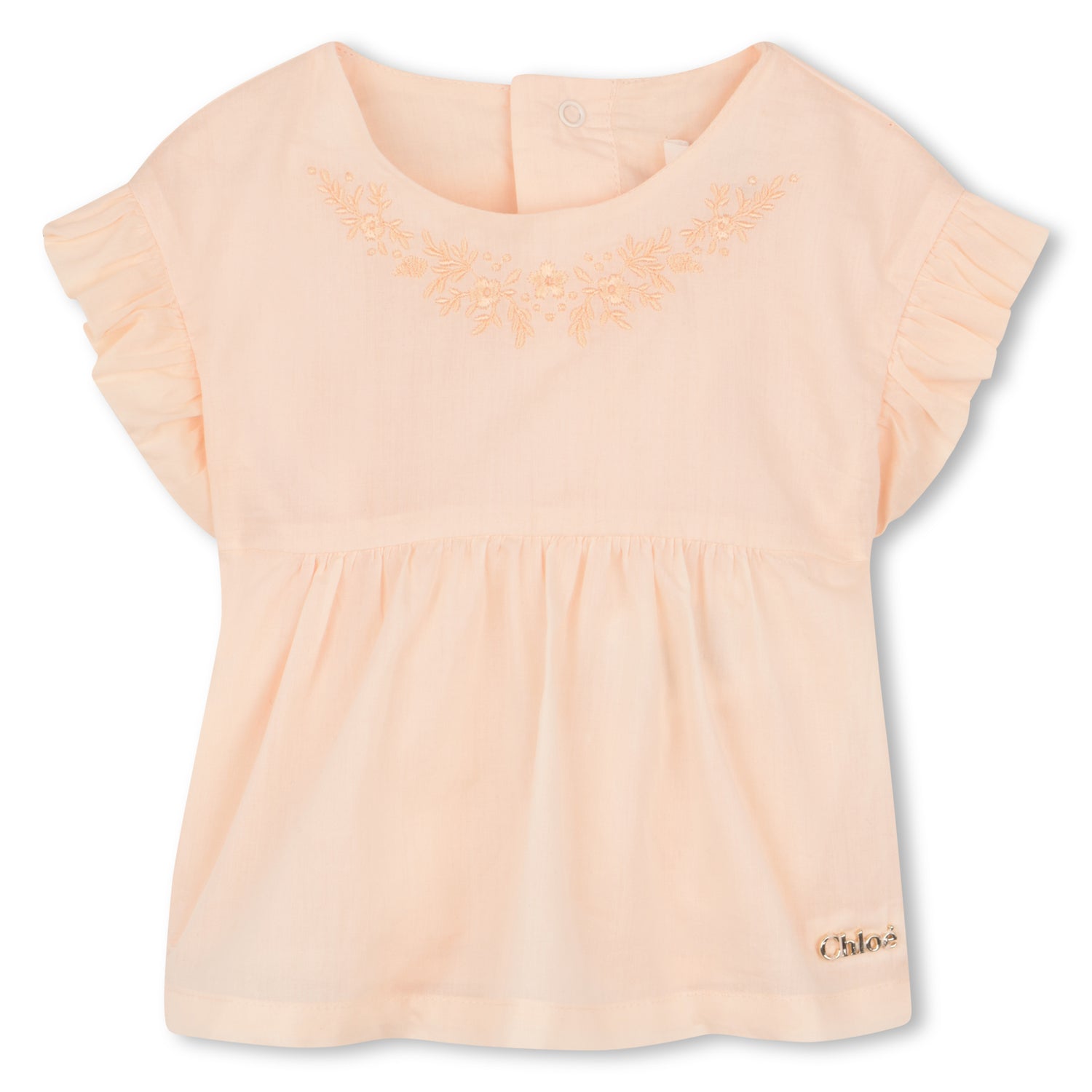 Organic Percale Top and Bloomers Set with Floral Embroidery Chloe
