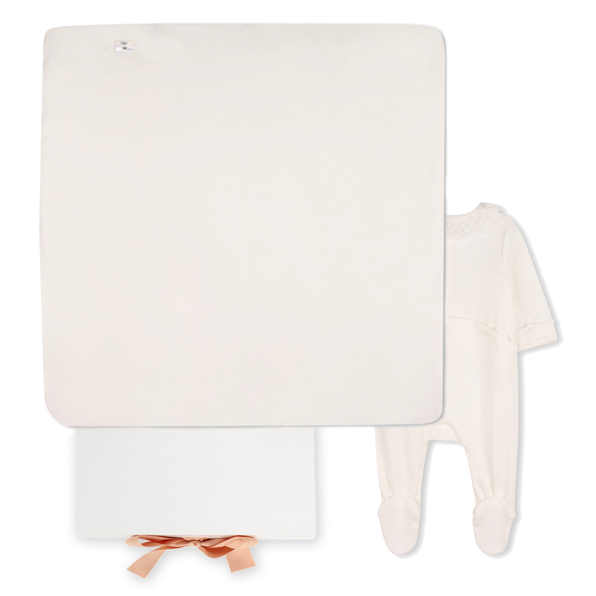 Baby Footed Pyjamas And Blanket Gift Set, Organic Cotton, Embroidered Trim, Branded Gift Box Chloe