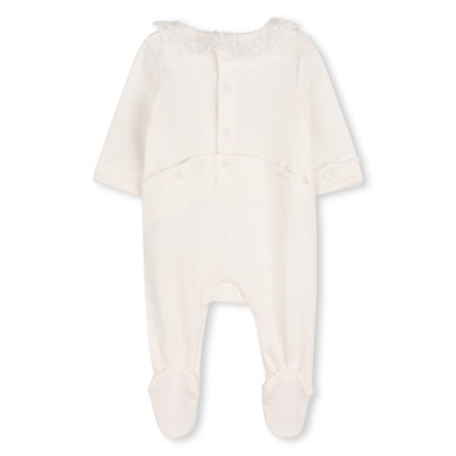 Baby Footed Pyjamas And Blanket Gift Set, Organic Cotton, Embroidered Trim, Branded Gift Box Chloe