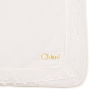 Baby Footed Pyjamas And Blanket Gift Set, Organic Cotton, Embroidered Trim, Branded Gift Box Chloe
