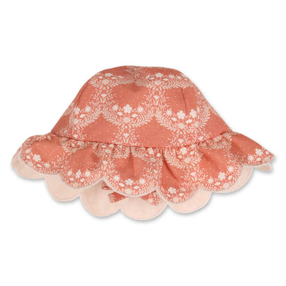 Baby Ceremony Dress And Hat Set, Organic Cotton, Jacquard Dots, Scalloped Hem Chloe