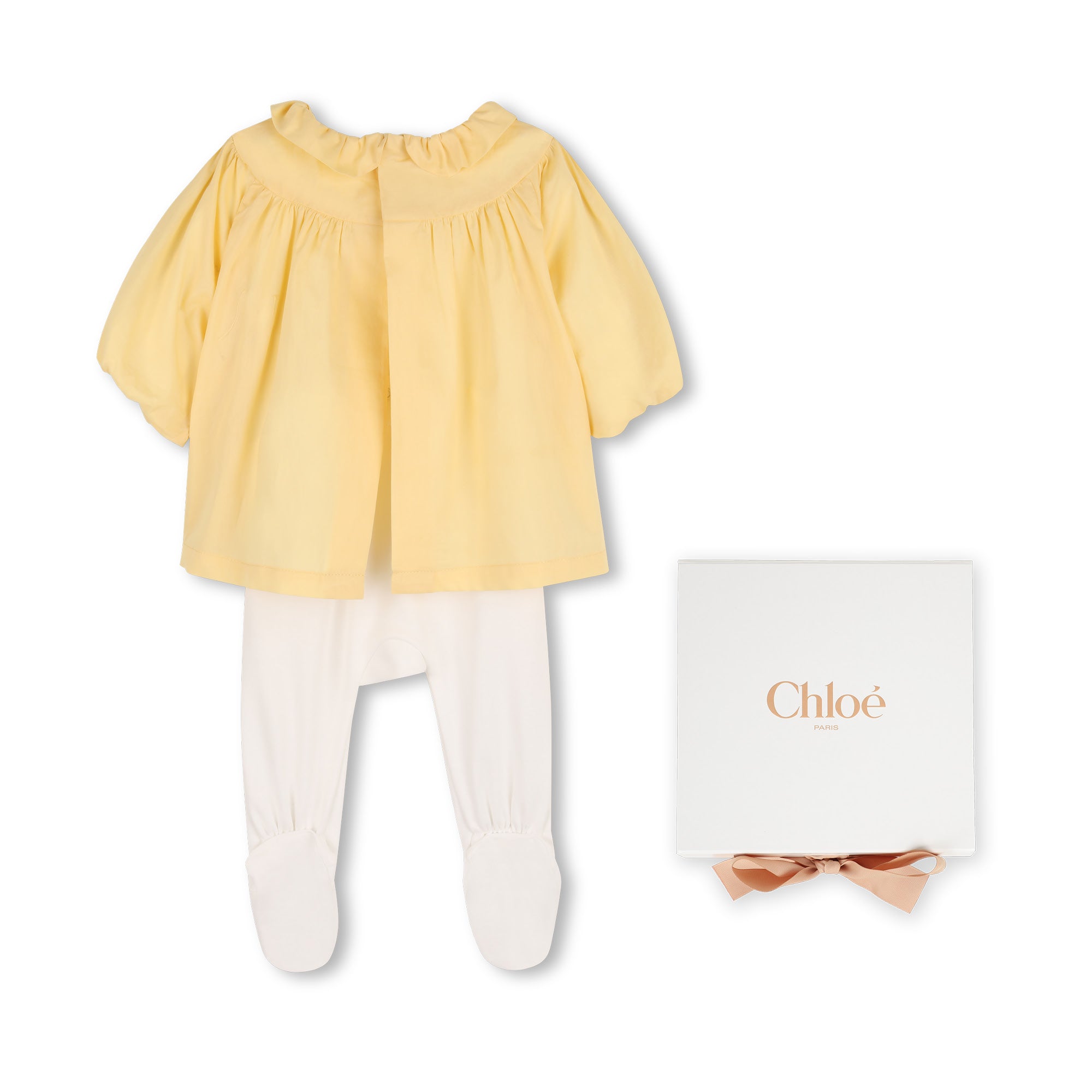 Baby Two In One Footed Pyjamas, Organic Cotton, Embroidered Collar, 2 In 1 Look Chloe