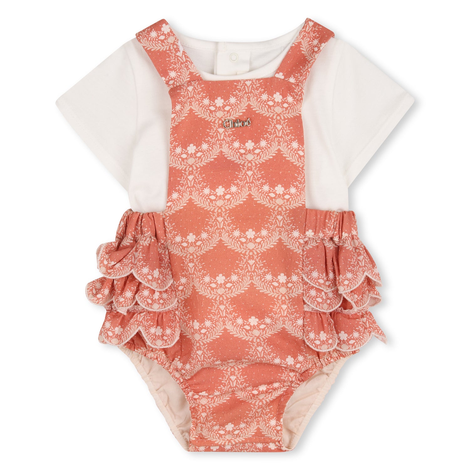 Baby Jumpsuit And T Shirt Set, Organic Cotton, Jacquard Dots, Heritage Scallops Print Chloe
