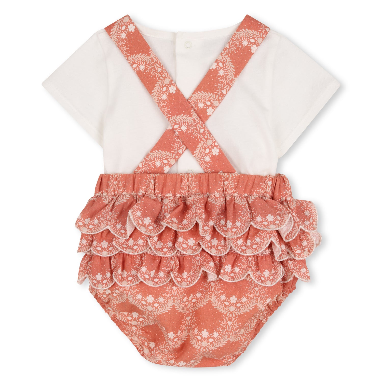 Baby Jumpsuit And T Shirt Set, Organic Cotton, Jacquard Dots, Heritage Scallops Print Chloe