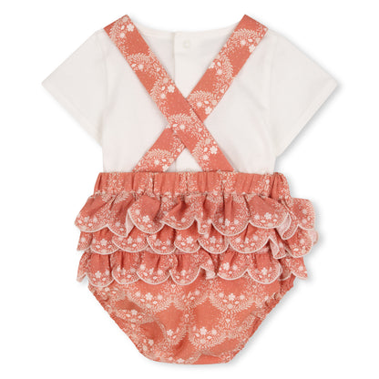 Baby Jumpsuit And T Shirt Set, Organic Cotton, Jacquard Dots, Heritage Scallops Print Chloe