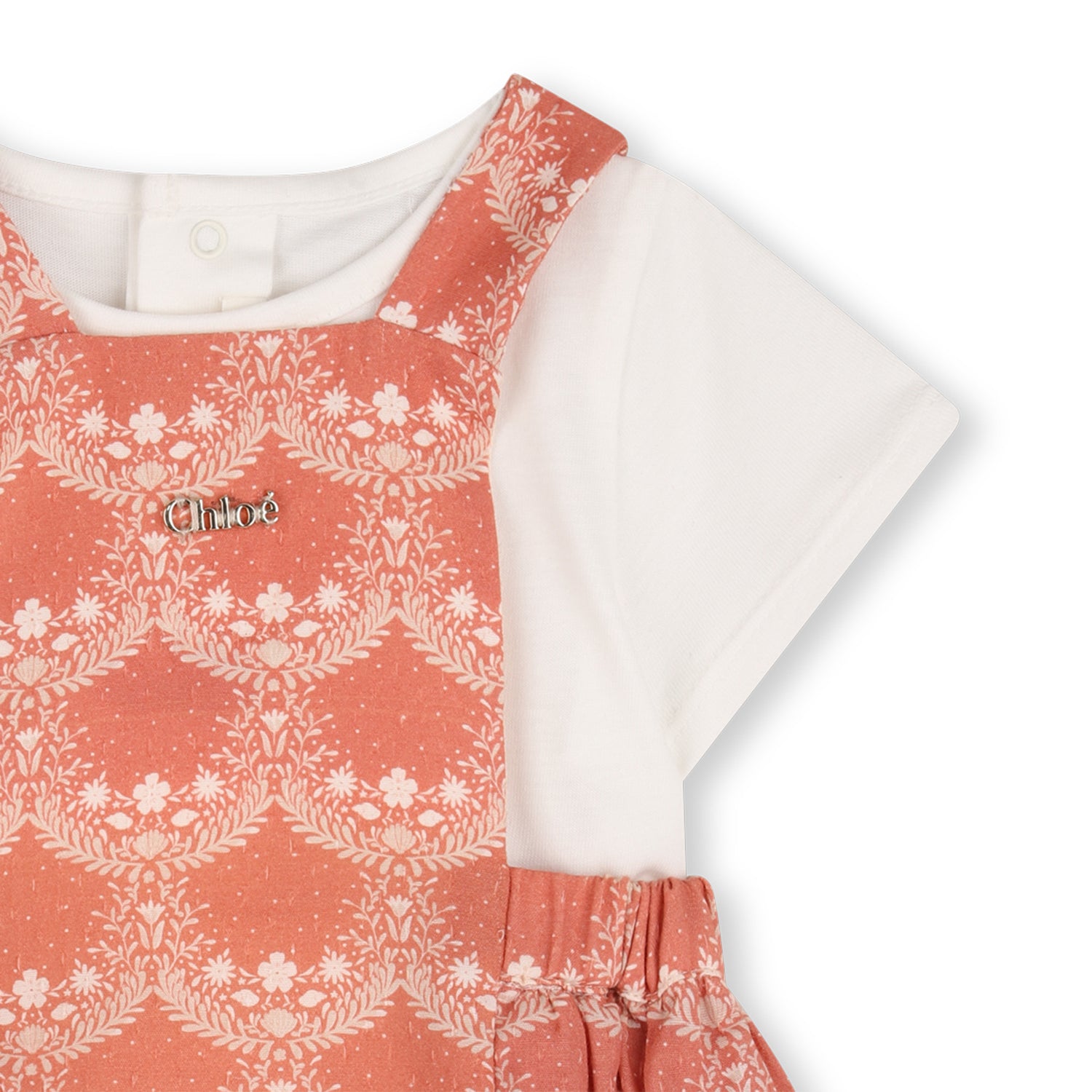 Baby Jumpsuit And T Shirt Set, Organic Cotton, Jacquard Dots, Heritage Scallops Print Chloe