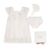 Baby Ceremony Dress Set With Bonnet And Bloomers, Cotton Percale, Floral Embroidered Trim Chloe