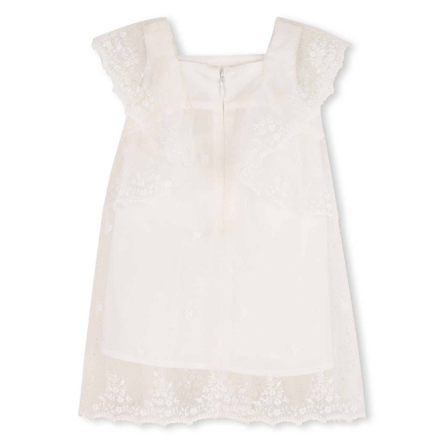 Baby Ceremony Dress Set With Bonnet And Bloomers, Cotton Percale, Floral Embroidered Trim Chloe