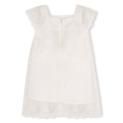 Baby Ceremony Dress Set With Bonnet And Bloomers, Cotton Percale, Floral Embroidered Trim Chloe