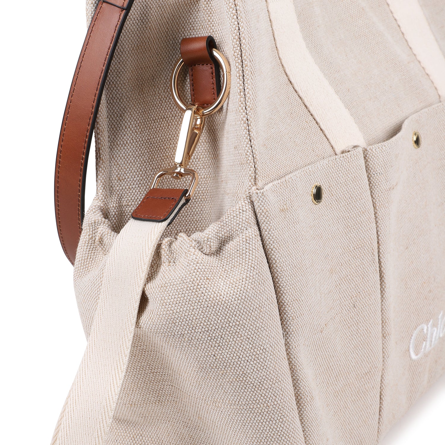 Canvas and Jute Changing Bag with Multi Pocket Design Chloe