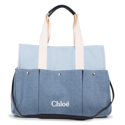 Organic Cotton Denim Changing Bag with Two-Tone Design Chloe