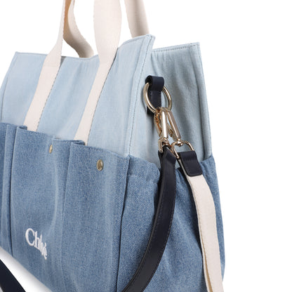 Organic Cotton Denim Changing Bag with Two-Tone Design Chloe