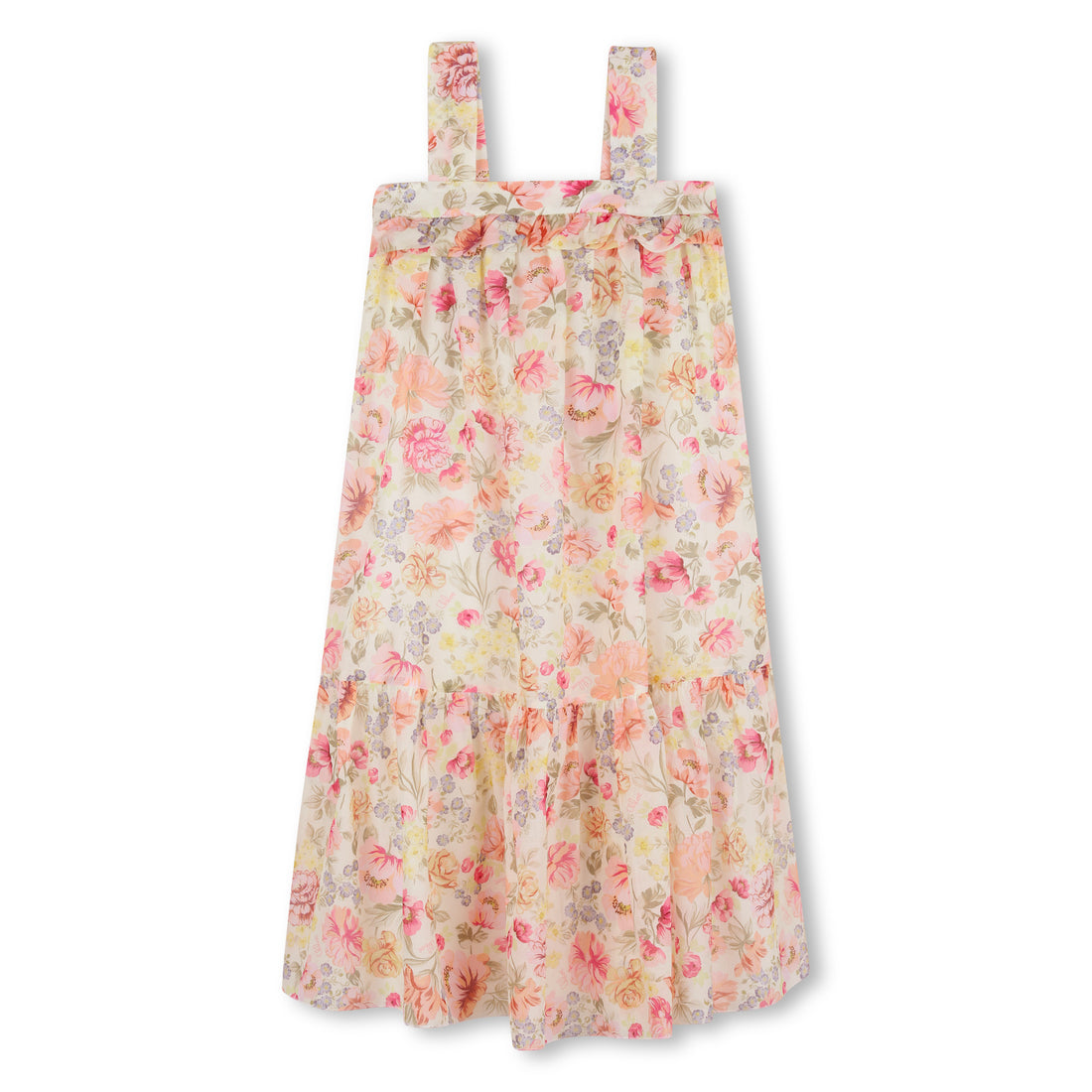Organic Cotton Floral Maxi Dress With Back Knot Detail, Multicolour Chloe