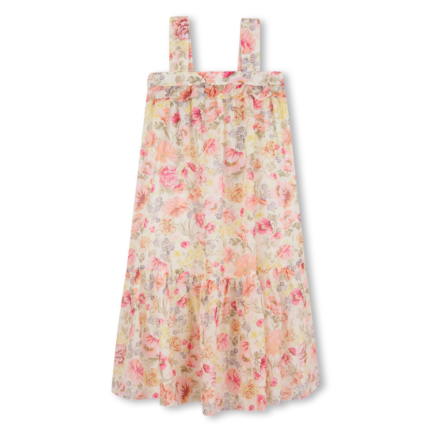 Organic Cotton Floral Maxi Dress With Back Knot Detail, Multicolour Chloe
