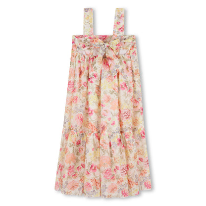 Organic Cotton Floral Maxi Dress With Back Knot Detail, Multicolour Chloe
