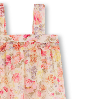Organic Cotton Floral Maxi Dress With Back Knot Detail, Multicolour Chloe