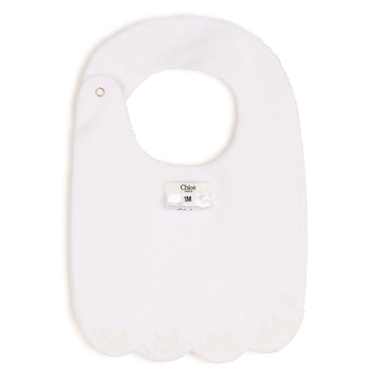 Baby Pyjamas And Bib Gift Set, Organic Cotton Rib, Embroidered Scalloped Collar, Branded Gift Box Chloe