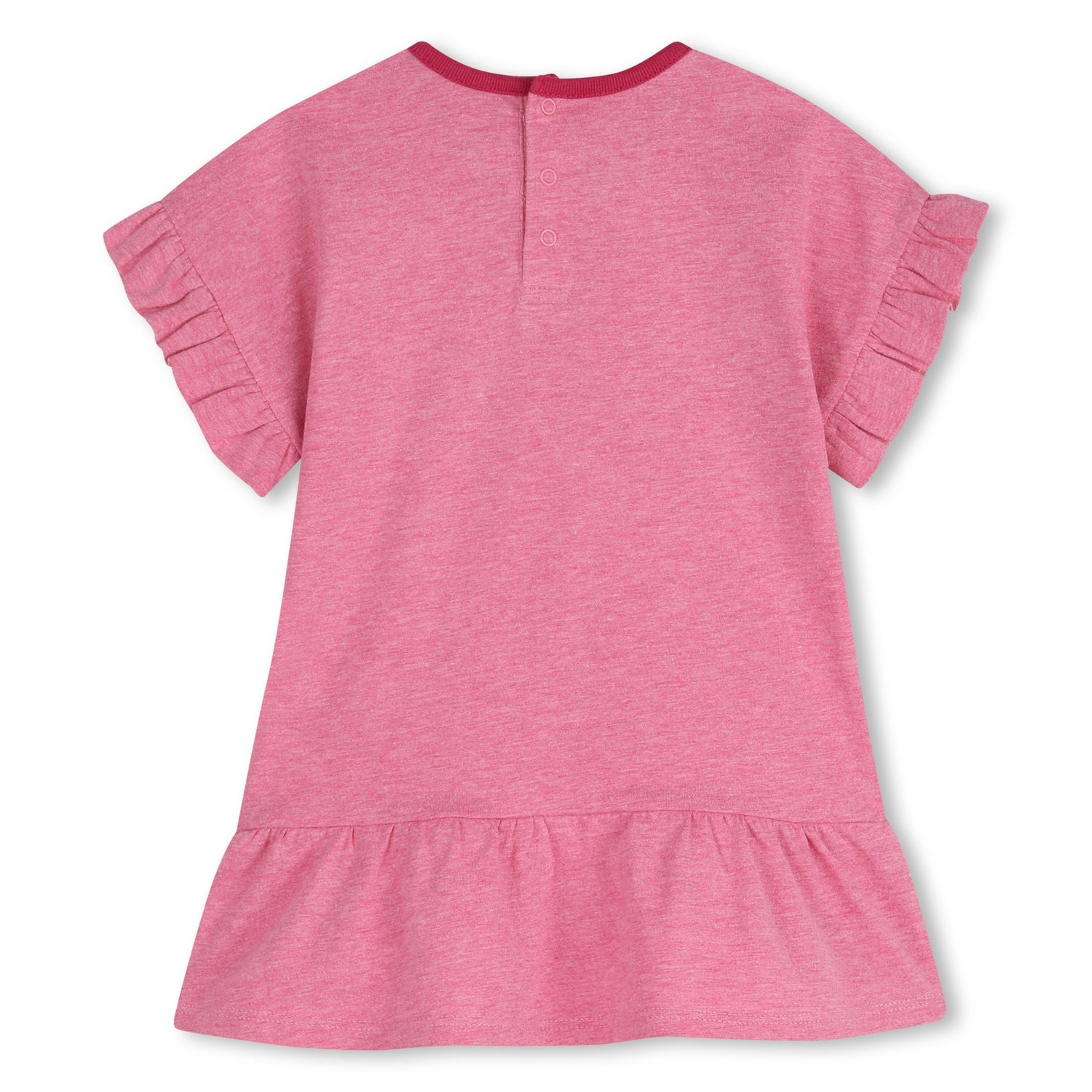 Girls Ruffle Sleeve Jersey Dress in Pink Heather Chloe