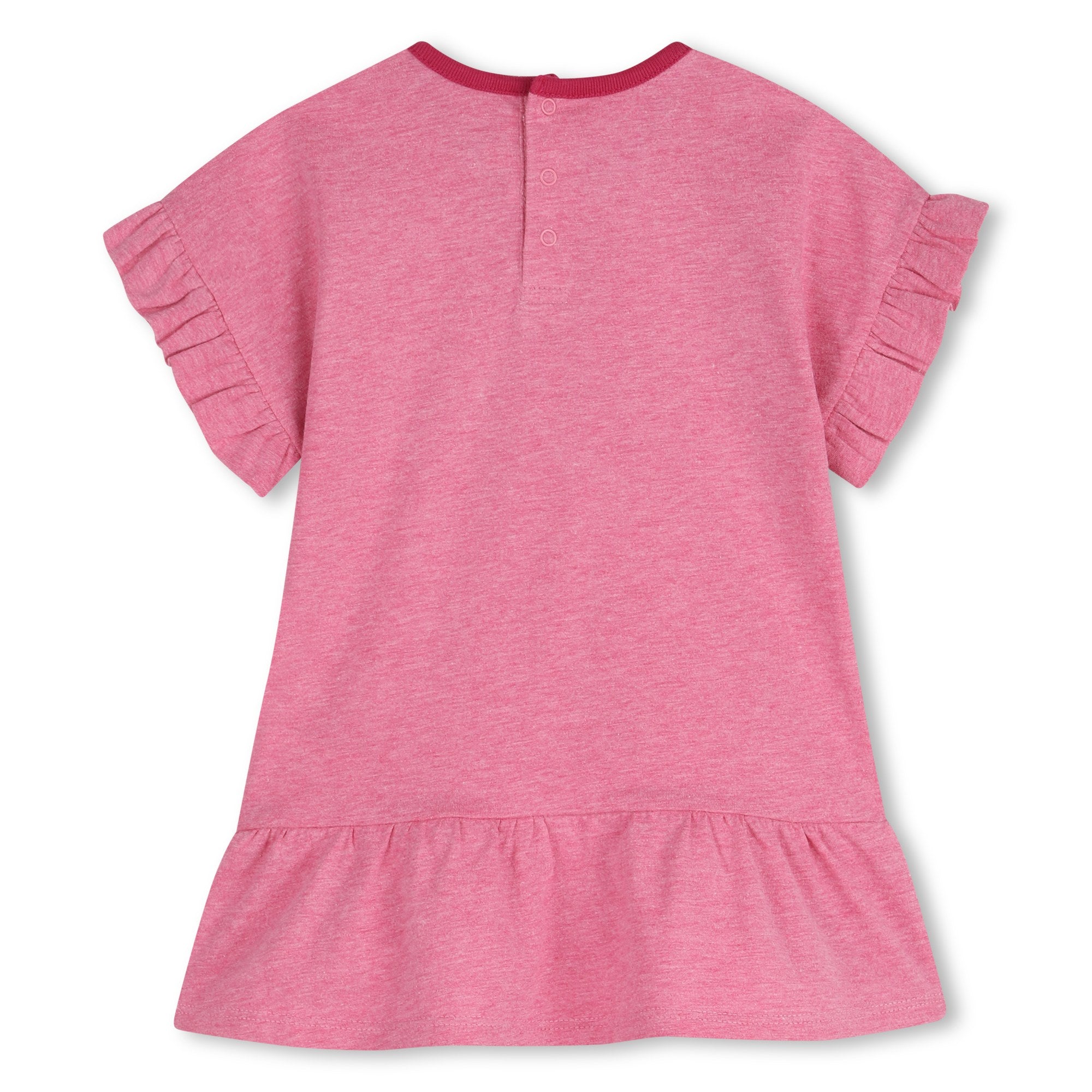 Girls Ruffle Sleeve Jersey Dress in Pink Heather Chloe