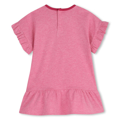 Girls Ruffle Sleeve Jersey Dress in Pink Heather Chloe