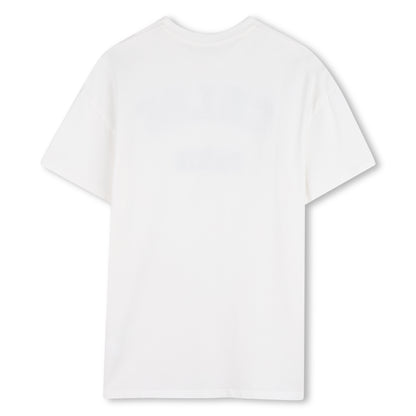 Girls Paris Applique Organic Cotton Dress in White Chloe
