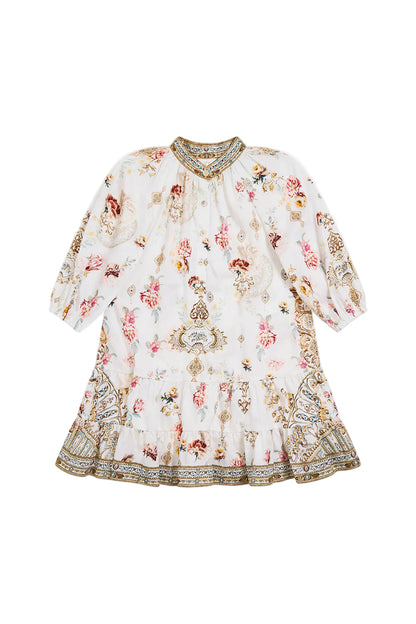 Ottoman Dynasty Kids Shirt Mini Dress With Puff Sleeve Camilla
