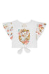 Ottoman Dynasty Kids Tie Front Crop Tee With Frill Sleeve Camilla