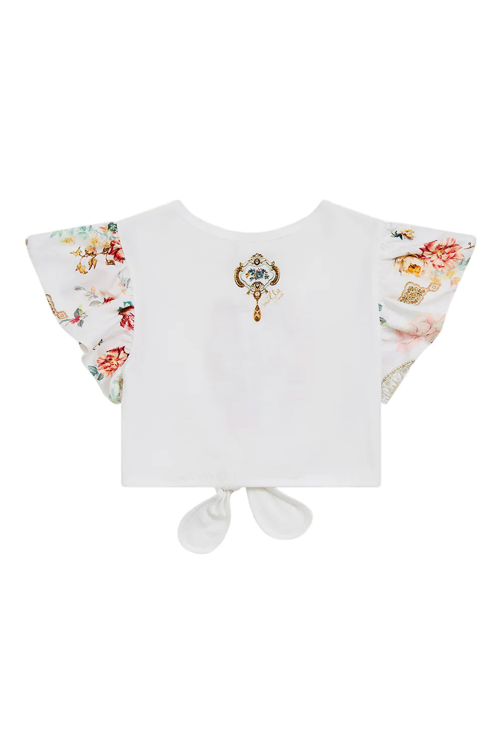 Ottoman Dynasty Kids Tie Front Crop Tee With Frill Sleeve Camilla