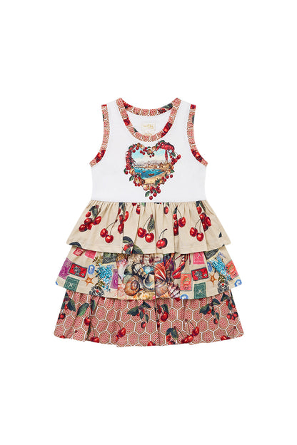 Notes From The Road Kids Tank Mini Dress With Woven Layered Skirt Camilla