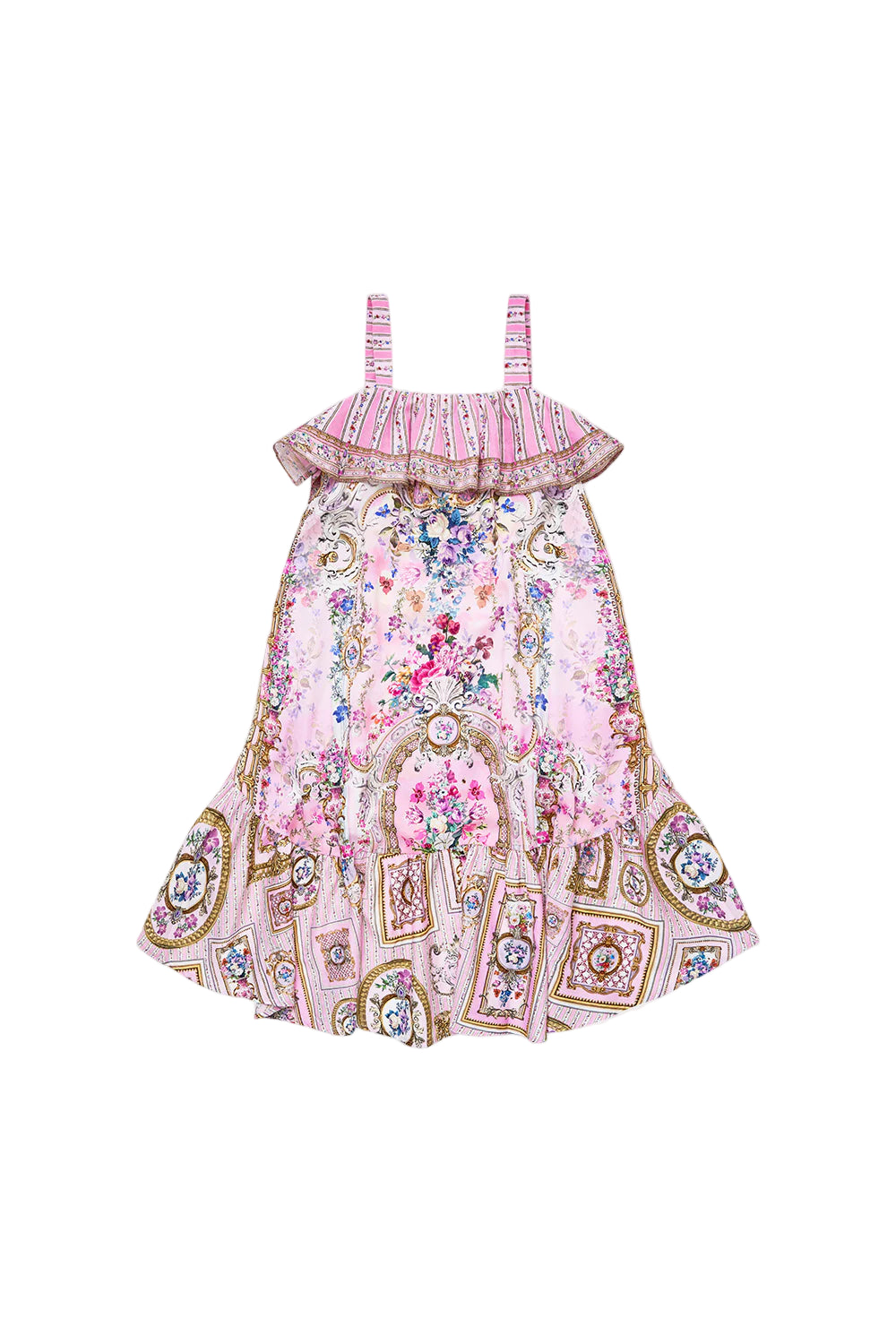 Palatial Pastels Kids Wide Strap High Low Dress With Frills Camilla