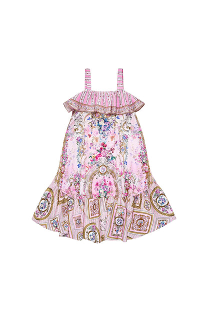 Palatial Pastels Kids Wide Strap High Low Dress With Frills Camilla