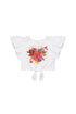 Illustration Nation Kids Tie Front Crop Tee With Frill Sleeve Camilla