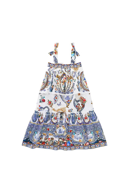 The Pottery Parlour Kids Tered Maxi Dress With Bow Straps Schoolsoutdesignerkidswear