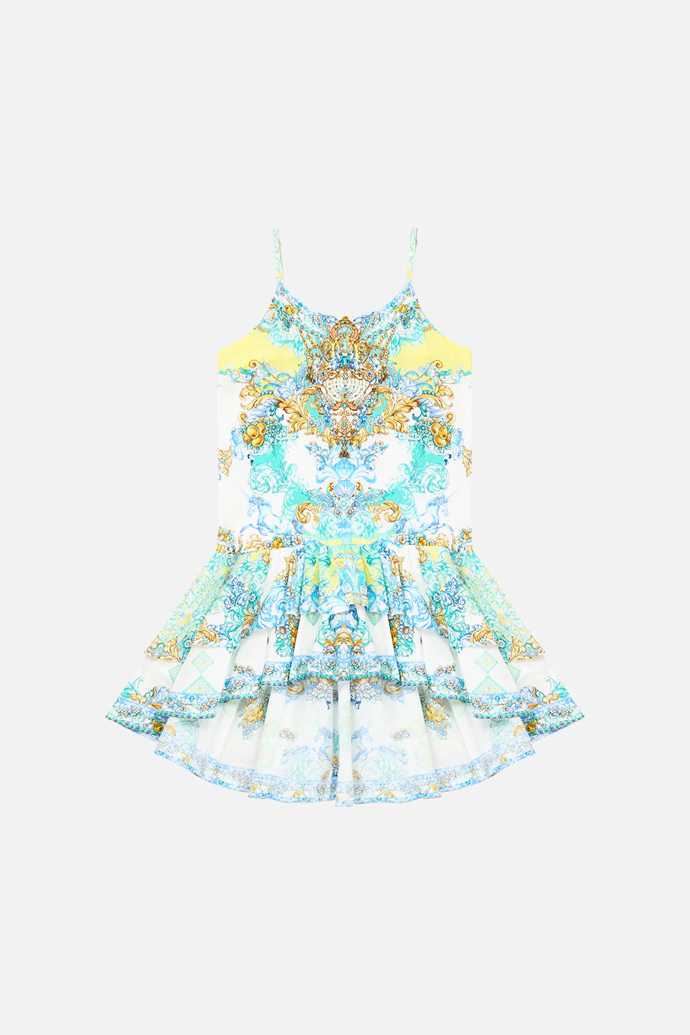 Dial Up The Tiles Kids Layered High Low Dress With Drop Waist Camilla
