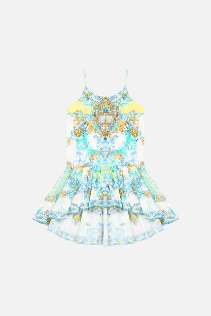 Dial Up The Tiles Kids Layered High Low Dress With Drop Waist Camilla