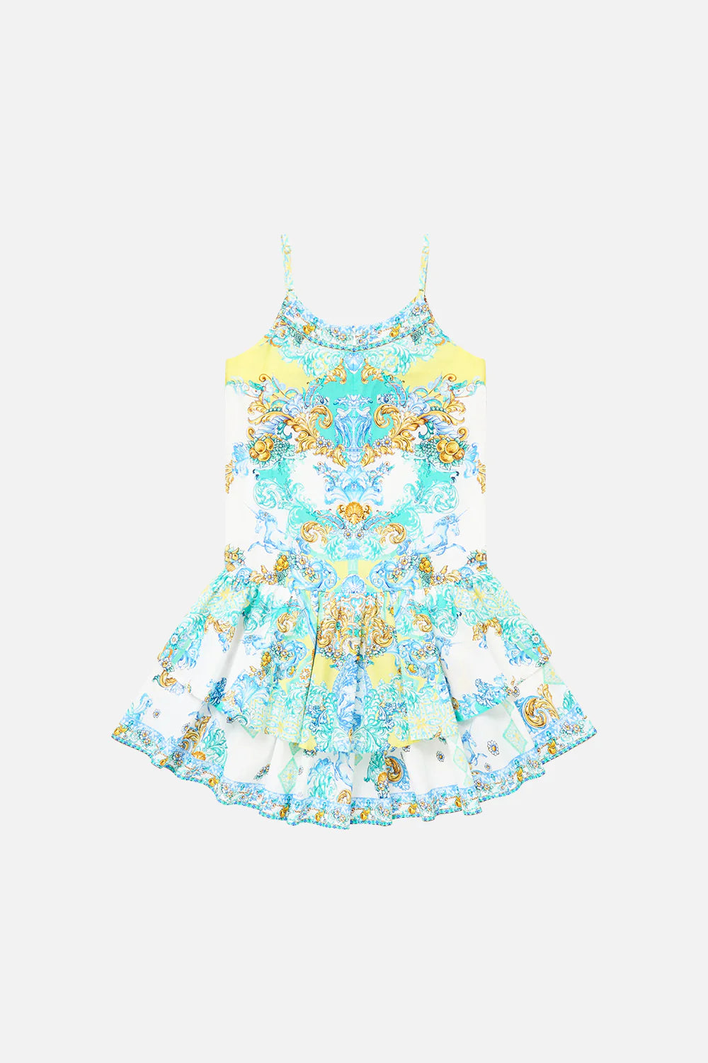 Dial Up The Tiles Kids Layered High Low Dress With Drop Waist Camilla
