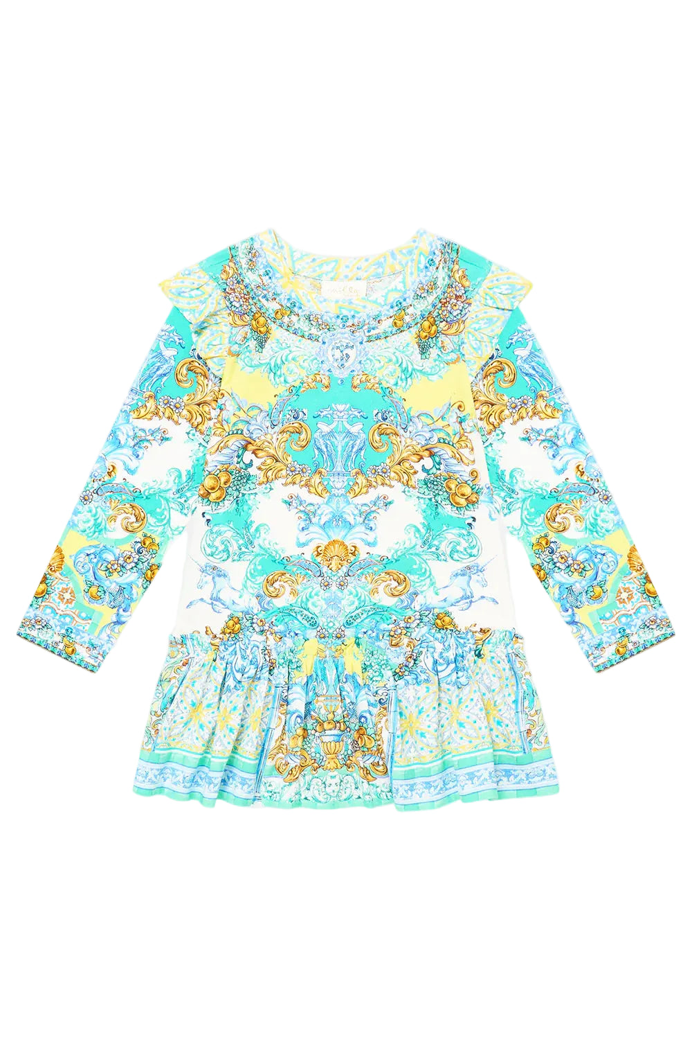 Dial Up The Tiles Kids Long Sleeve Tee Mini Dress With Frill Hem Camilla