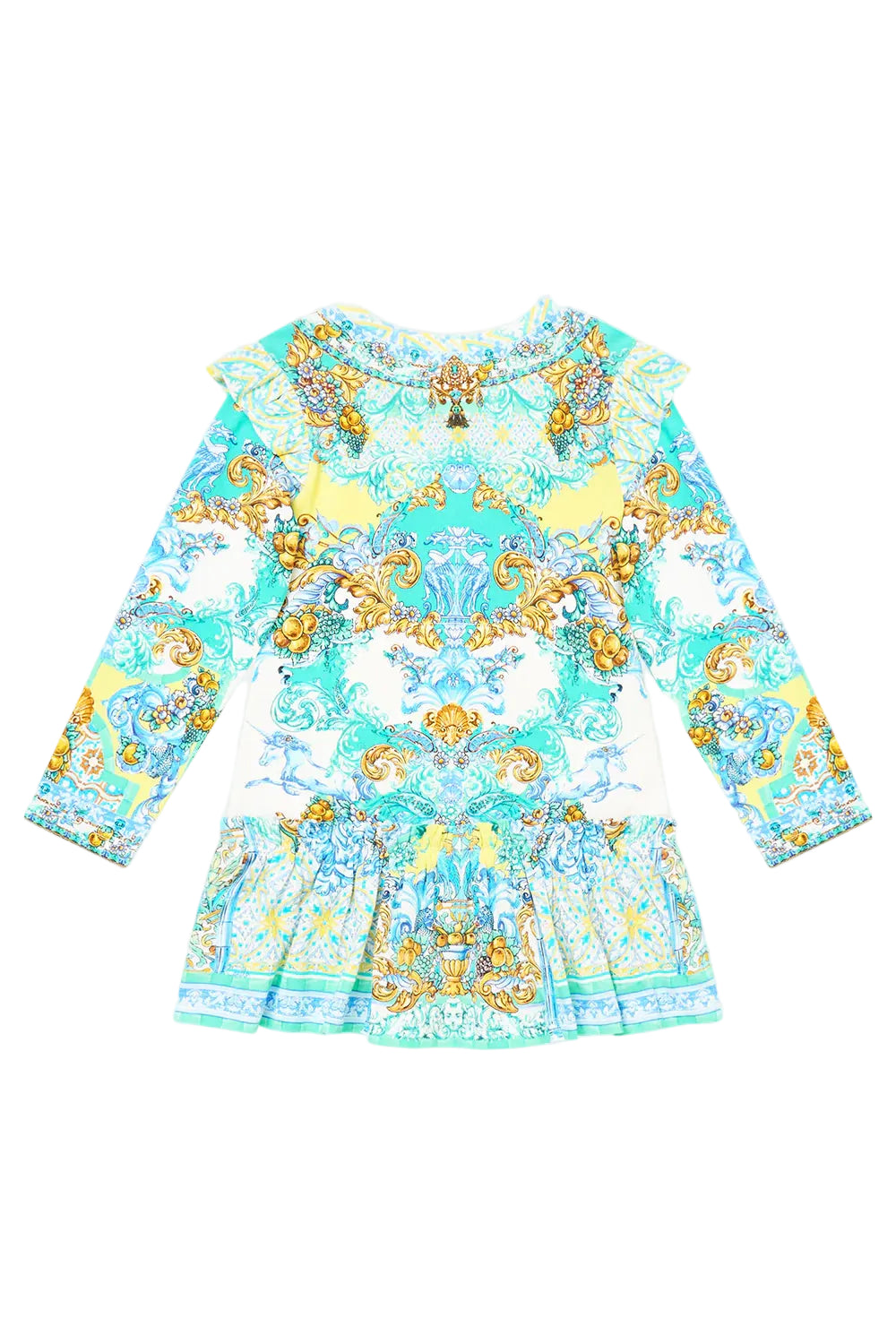 Dial Up The Tiles Kids Long Sleeve Tee Mini Dress With Frill Hem Camilla