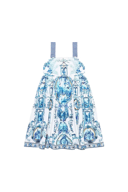 The Porcelain Parlour Kids A-Line Midi Dress With Embroidery Camilla