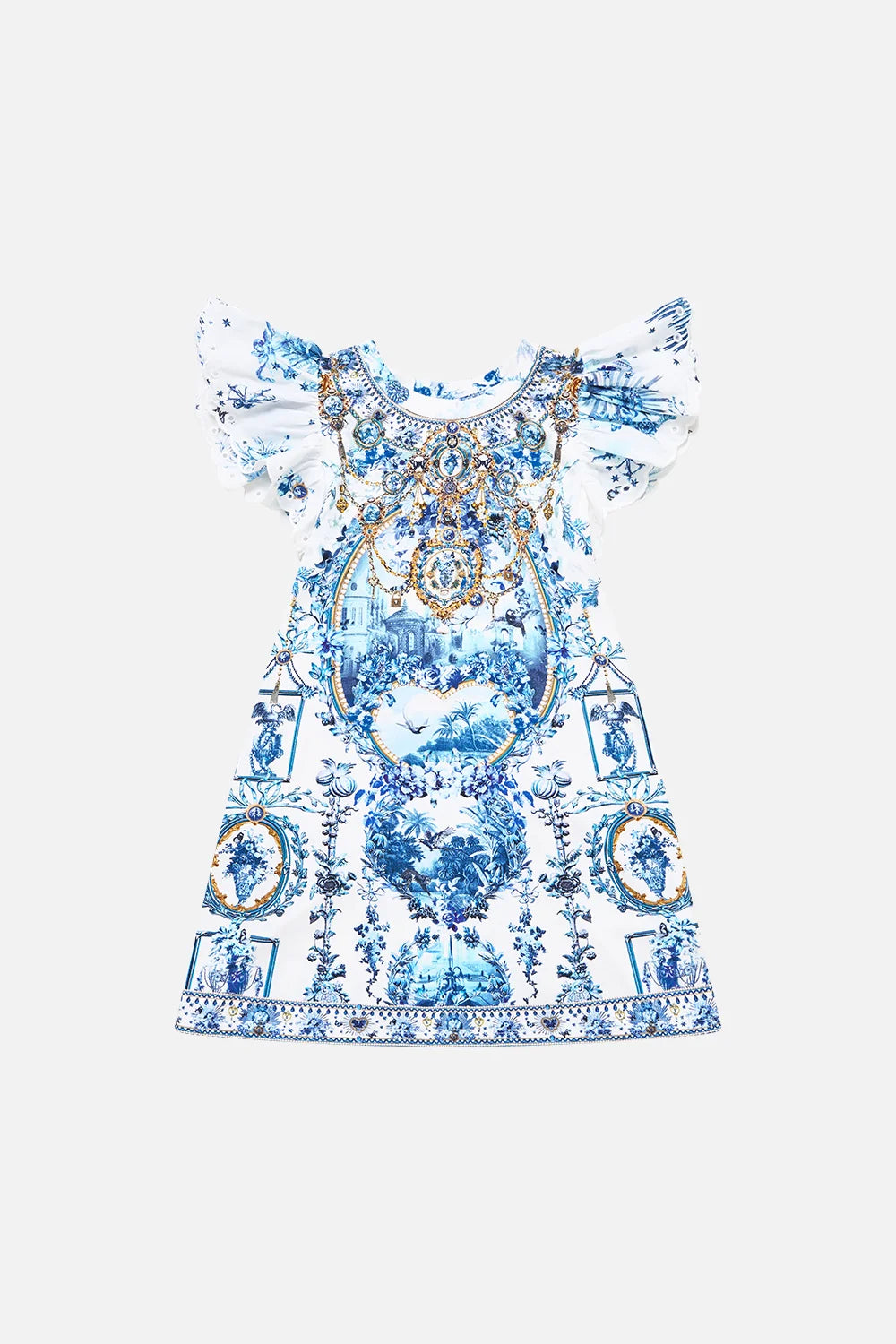 The Porcelain Parlour Kids Embroidered Sleeve Tee Dress Camilla