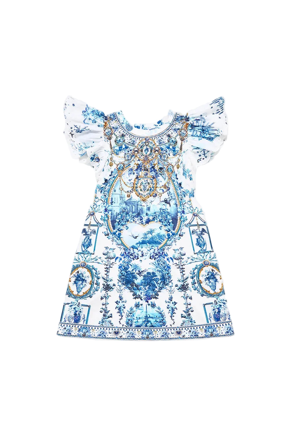The Porcelain Parlour Kids Embroidered Sleeve Tee Dress Camilla