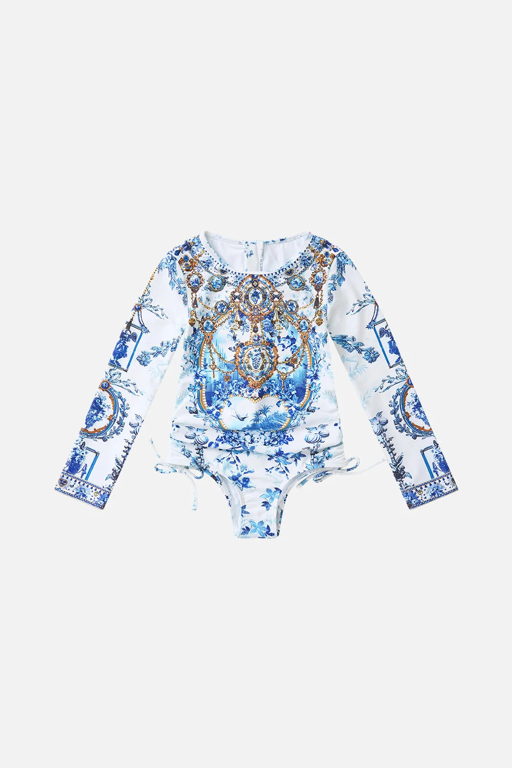 The Porcelain Parlour Kids Ruched Tie Side Long Sleeve Paddle Suit Camilla